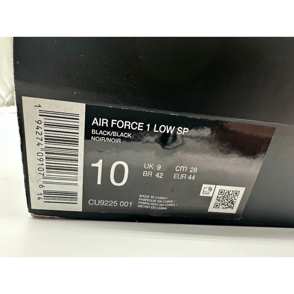Nike Air Force 1 Low Supreme Black CU9225-001 Mens Size 10 Streetwear Sneakers - Picture 12 of 12